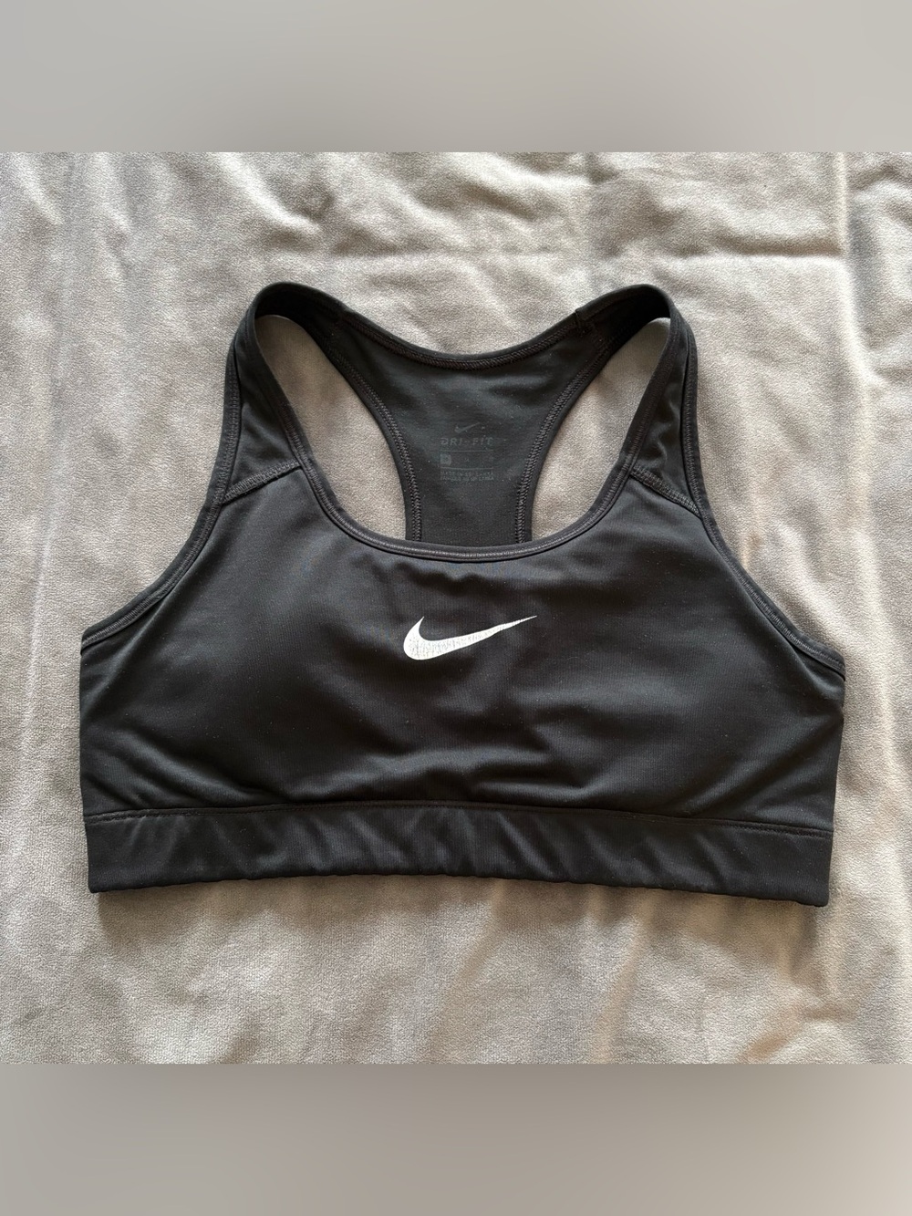Nike Black Racerback Sports Bra with White Swoosh